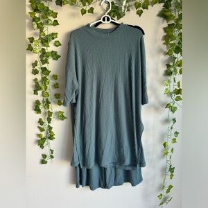 🌿 Dressed in LALA Teal 2-Piece Ribbed Set